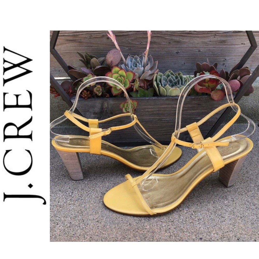 J CREW~Yellow Patent KENRA T-Strap Sandals~8.5/9